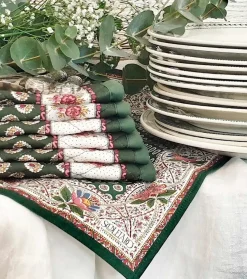 Souleiado Nos Tables Automnales | Set de table matelassé « La Fleur d'Arles » Vert cyprès