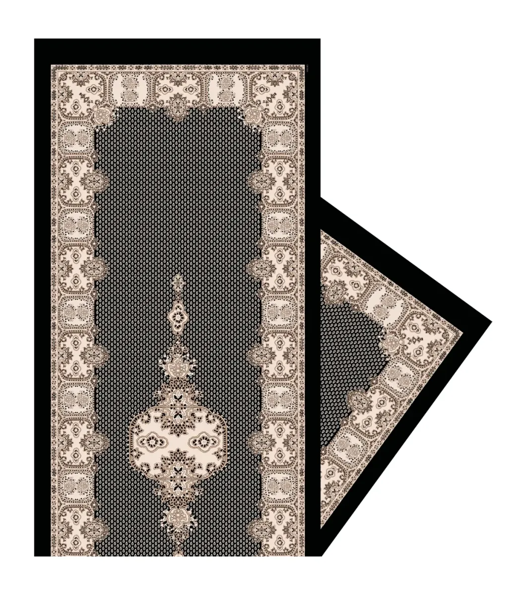 Femme Souleiado Étole | Toute La Collection | Étole en laine et soie PETIT CACHEMIRE noir et écru 190 x 65 cm