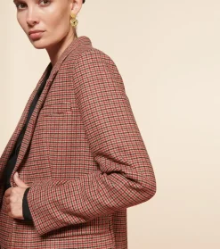 Femme Souleiado Vestes & Manteaux | Veste FLAVIE Pied de poule beige rouge
