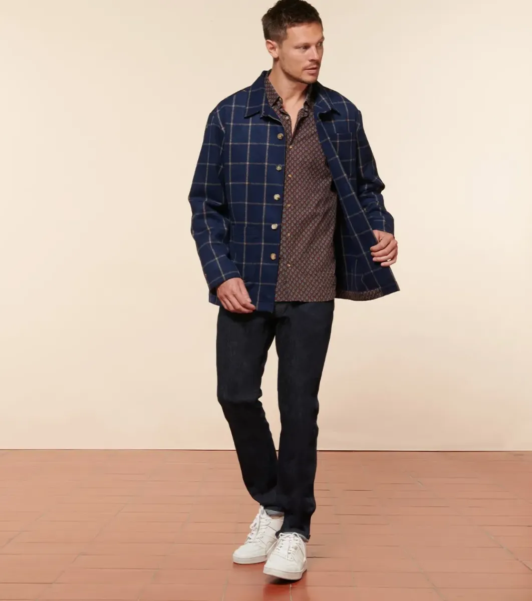 Homme Souleiado Vestes & Manteaux | Veste THEO Lainage bleu à carreaux beige